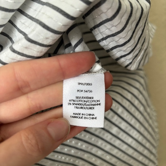 Derek Lam 10 Crosby Metallic Striped Print Long Ruffle Sleeve Career Blouse Top - Picture 10 of 13